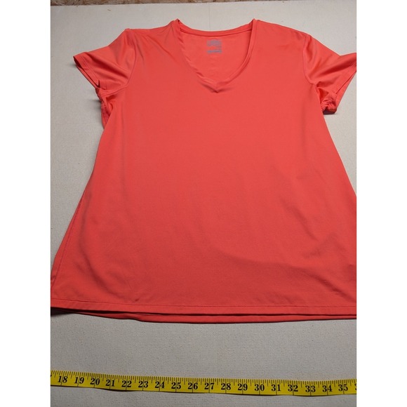 HBC Sport Tops - HBC Sport Women Shirt Size XL Orange Fast Dry Polyester Blend V Neck Short Sleev